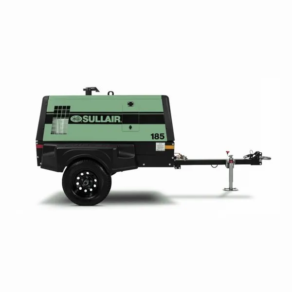 A green and black trailer with a tire on the side.