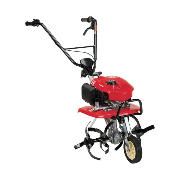 A red and black machine is on the ground