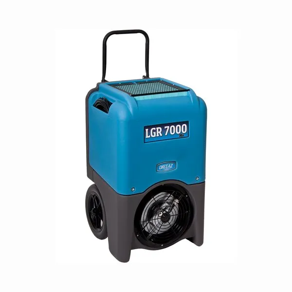 A blue and black machine is on wheels