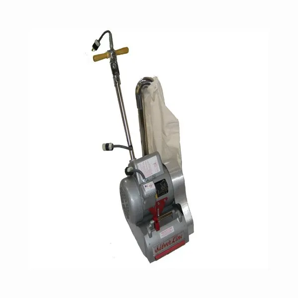 A floor scrubber with a handle and brush.