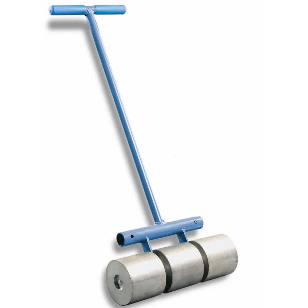 A blue handle is holding two rolls of toilet paper.