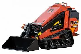 miniskidsk1050a-1920w A red and black tractor with a bucket