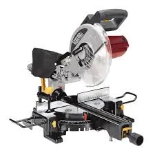 A miter saw with a blade attached to it.