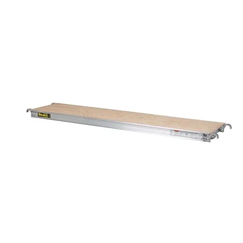 A long wooden board with two metal bars on top.