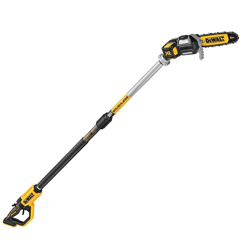 A black and yellow pole with a long handle
