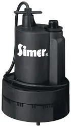 A black pump with the word simer on it.