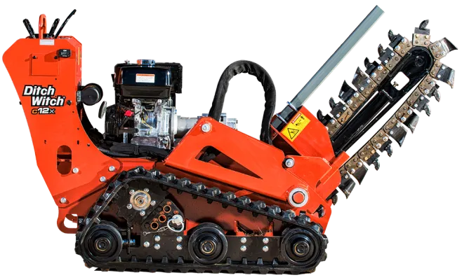 A close up of an orange and black machine