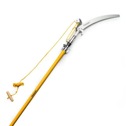 A yellow pole with a long handle and a white handle